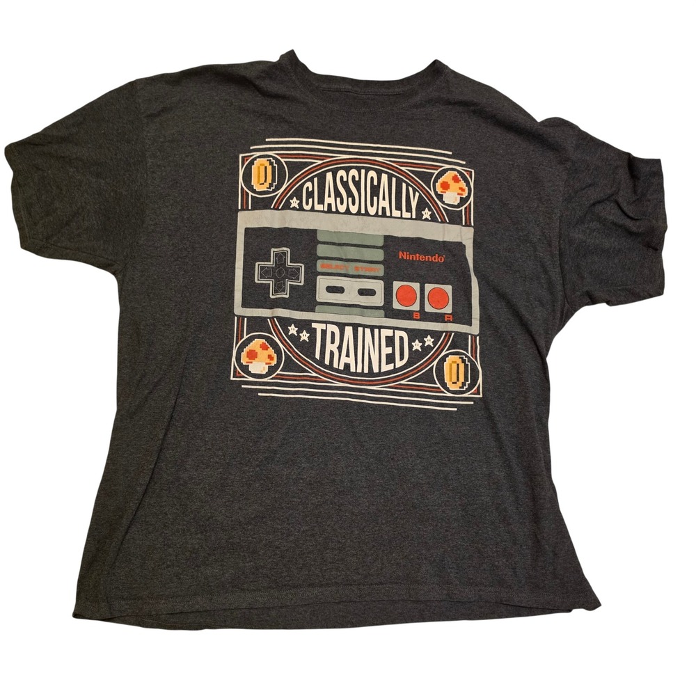 Nintendo Classically Trained NES Controller Graphic T-Shirt Charcoal Gray 2XL